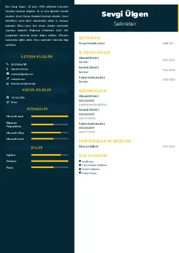 Sekreter CV Örnekleri cv indir